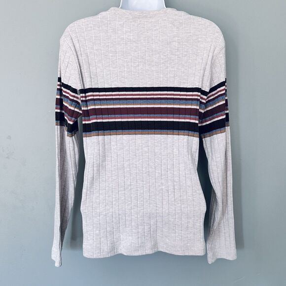 Vintage 90s Y2K Stretch Striped Ribbed Knit Shirt Whimsigoth Preppy Womens M - Picture 3 of 6